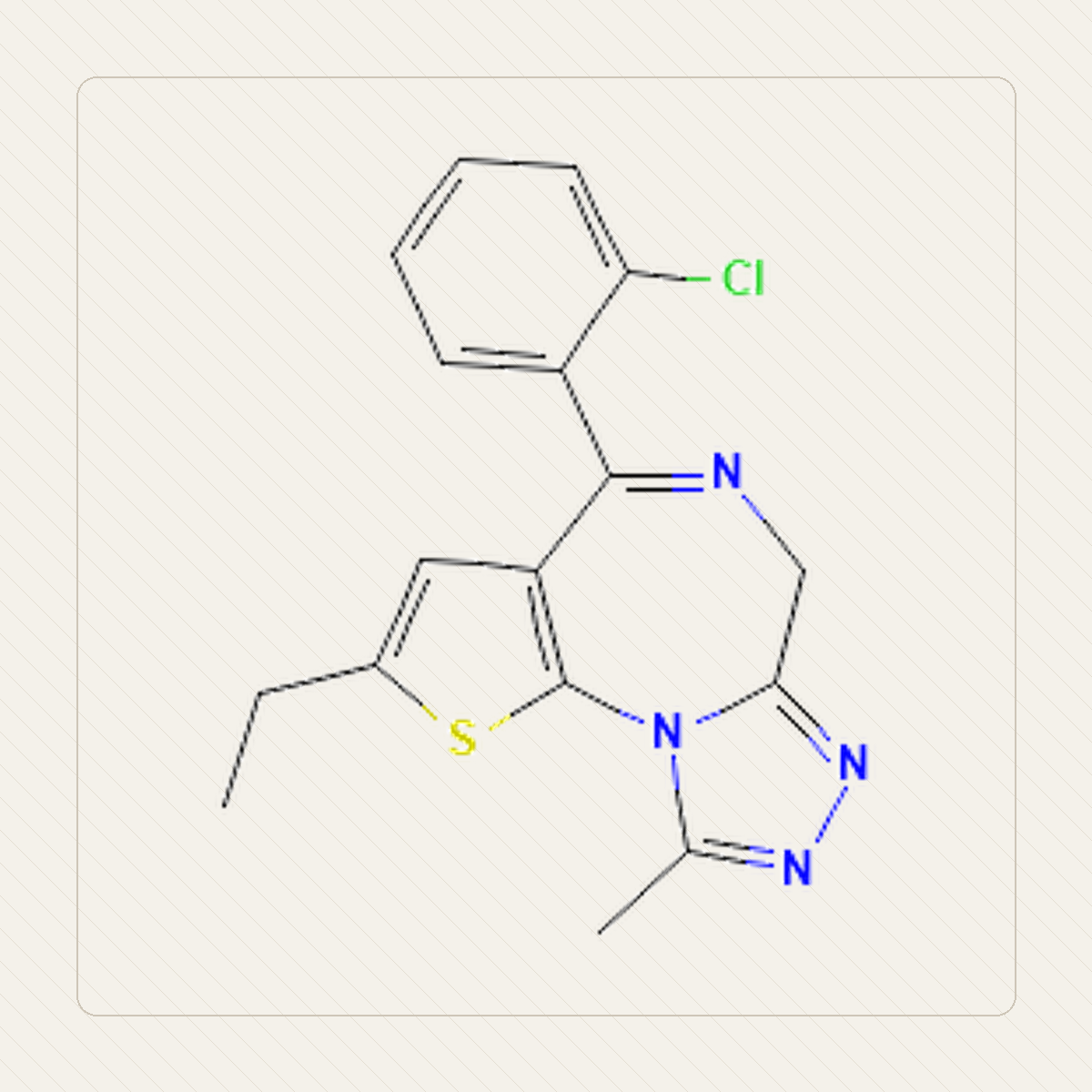 Etizolam，分子結構的教學圖