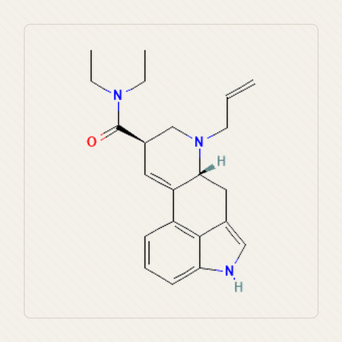 AL-LAD 6-allilo-6-nor-LSD，分子結構的教學圖