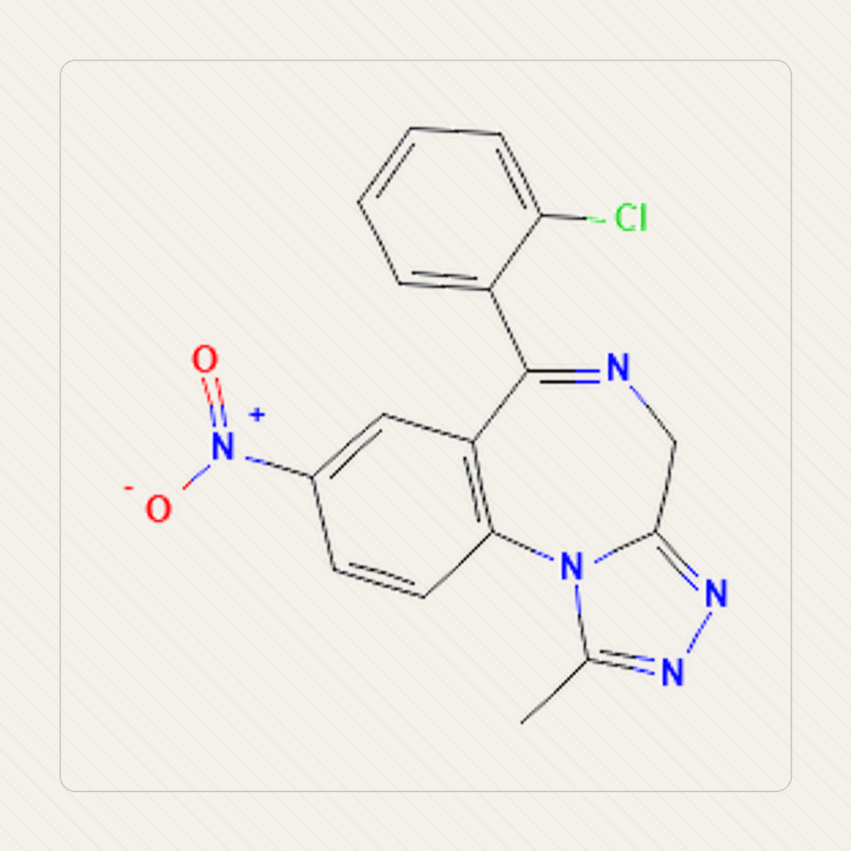 Klonazolam，分子結構的教學圖