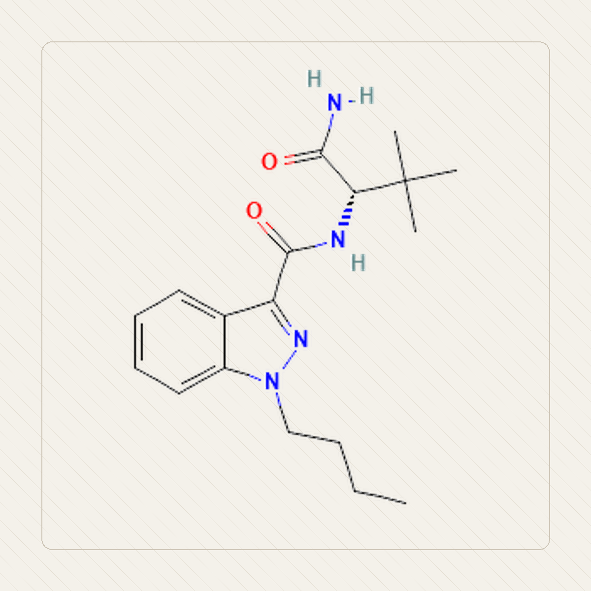 ADB-BUTINACA，分子結構的教學圖