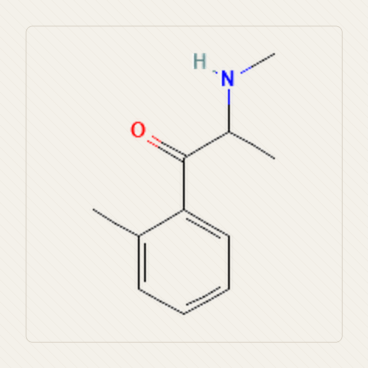 2-MMC 2-metylometkatynon，分子結構的教學圖