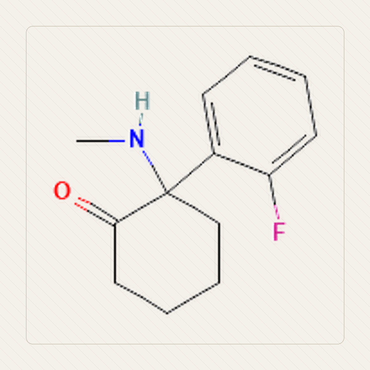 2-FDCK 2-fluorodeschloroketamina，分子結構的教學圖