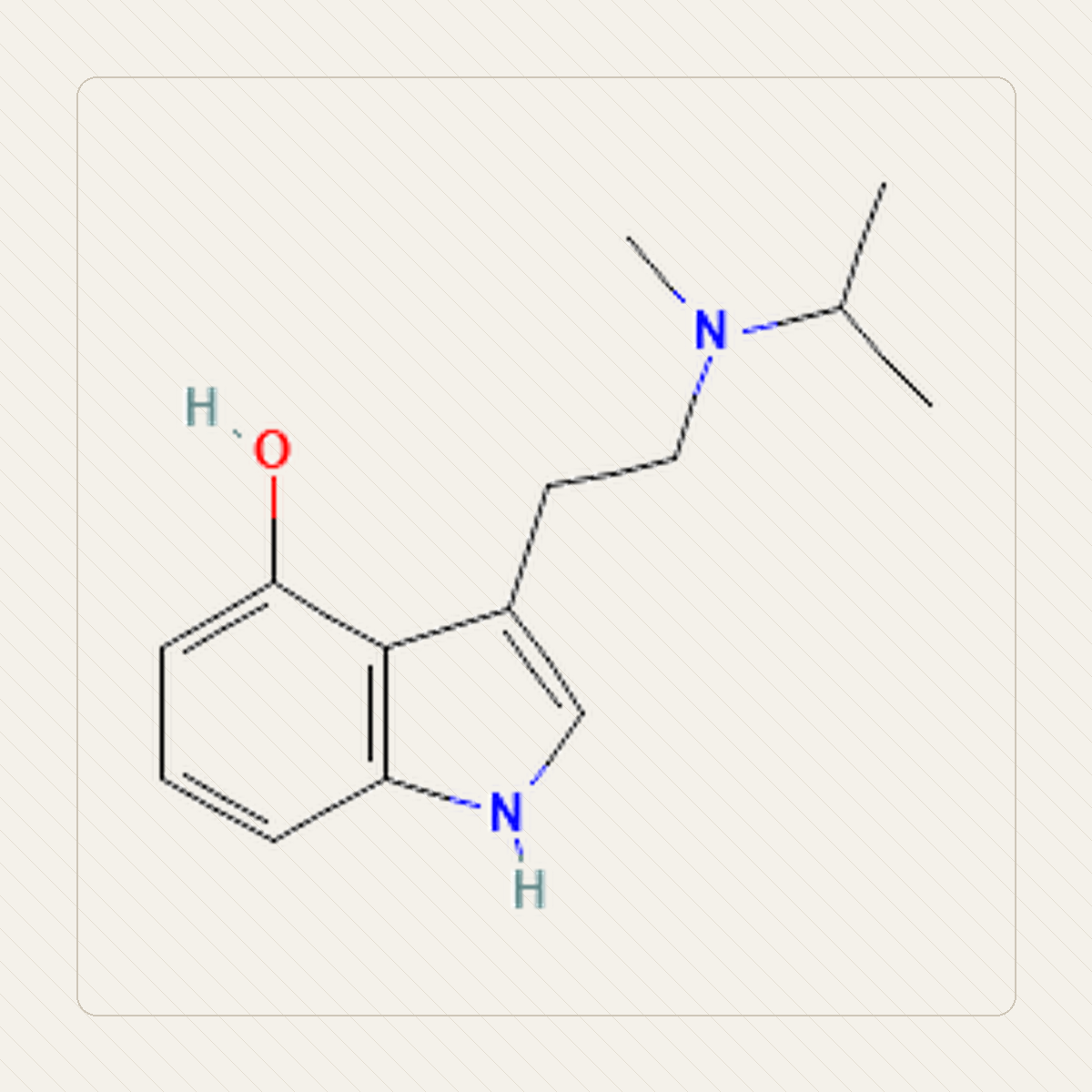 4-HO-MiPT 4-hydroksy-MiPT，分子結構的教學圖