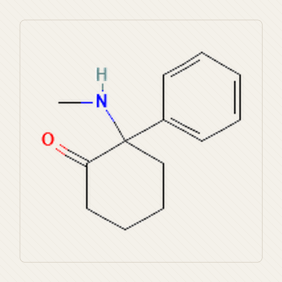 DCK Deschloroketamina，分子結構的教學圖